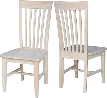 Set of 2 Tall Mission Dining Chairs Solid Parawood, Upgrade Your Dining Experience, Stain or Paint in Any Color, Sturdy and Long-Lasting, 18.1"W x 22.05"D x 40.16"H, Unfinished