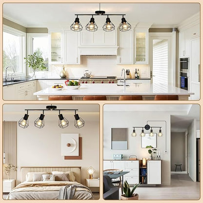 LTBLIGHT 4-Light Plug in Track Lighting with Power Cord, Plug in Ceiling Light with ON/Off Switch, LED Spotlight for Kitchen, Living Room, Artwork, E26 Base (Bulbs Not Included)