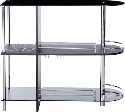 Kings Brand Furniture Bar Table with Two Tempered Glass Shelves, Black (16 in x 47 in x 41 in)