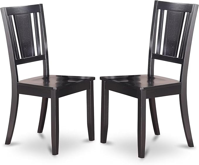East West Furniture DUC-BLK-LC Dudley Dining Chairs - Faux Leather Upholstered Wood Chairs, Set of 2, Black