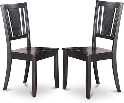 East West Furniture DUC-BLK-LC Dudley Dining Chairs - Faux Leather Upholstered Wood Chairs, Set of 2, Black