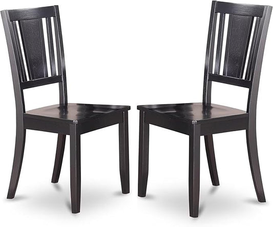 East West Furniture DUC-BLK-LC Dudley Dining Chairs - Faux Leather Upholstered Wood Chairs, Set of 2, Black