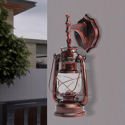 Futchoy Brass Retro Wall Lamp – Vintage Industrial Sconce with E27 Socket, 5W Max, Corrosion-Resistant Iron & Plastic Lamp for Living Room, Bedroom, Hallway, Cafe, Library, Red Bronze