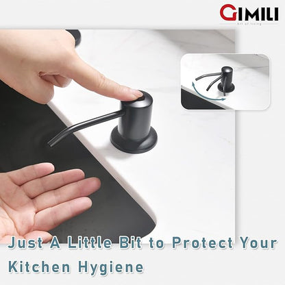 GIMILI Black and Gold Kitchen Faucet with Soap Dispenser Commercial Single Handle Spring Pull Out Kitchen Sink Faucets with Pull Down Sprayer