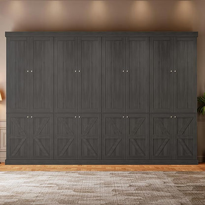 70.8" Tall Kitchen Pantry Cabinet with Doors, Farmhouse Modular Storage Cabinet with 4-Tier Adjustable Shelves, Large Storage Cabinet for Kitchen or Living Room, Set of 4, Black