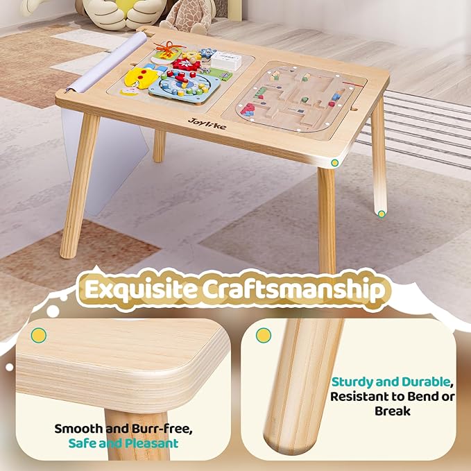 Joylike Sensory Table for Toddlers 1-3 with 2 Large Storage Bins, 4 Montessori Activity Boards and Paper Roll, Educational & Multi-Functional Gift for Kids Draw and Play