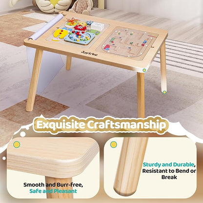 Joylike Sensory Table for Toddlers 1-3 with 2 Large Storage Bins, 4 Montessori Activity Boards and Paper Roll, Educational & Multi-Functional Gift for Kids Draw and Play