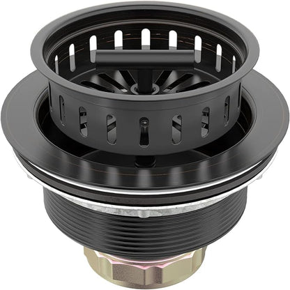 BOTEMY B9171 Bronze Kitchen Sink Drain Kit 3 1/2 Sink Strainer for Kitchen Sink with Stainless Steel Strainer Stopper Drain Assembly Basket Strainer Fit Standard Sink Drain Hole