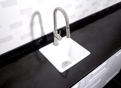 Gourmetier GCKTS15158 15X15 Single Bowl Top Mount Drop-In Kitchen Sink, White