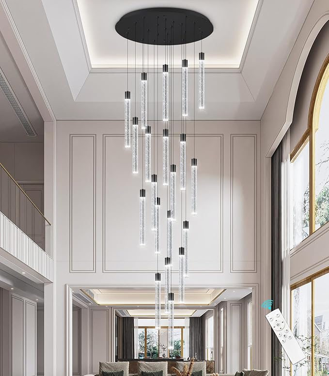 Long Large Modern Led Crystal Chandeliers Modern Spiral Chandeliers High Ceilings Chandelier for Staircase Foyer