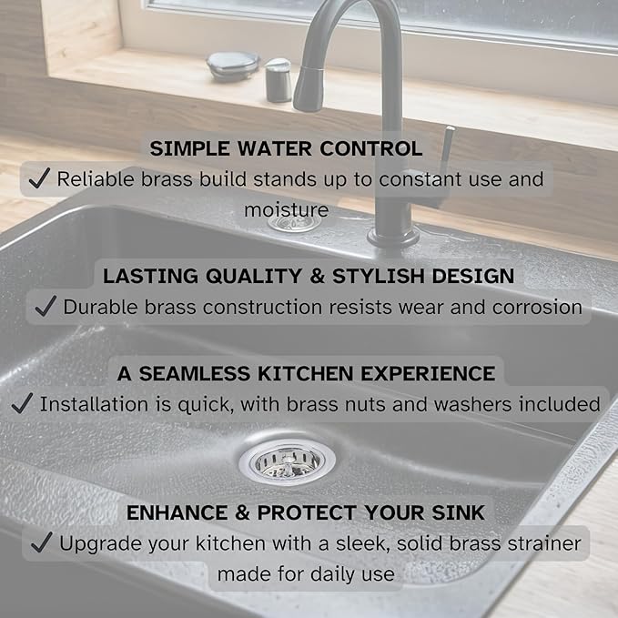 Westbrass A2165-26 4-1/4" OD Post Style Large Kitchen Basket Strainer with Waste Disposal Flange and Stopper Drain Set, Polished Chrome