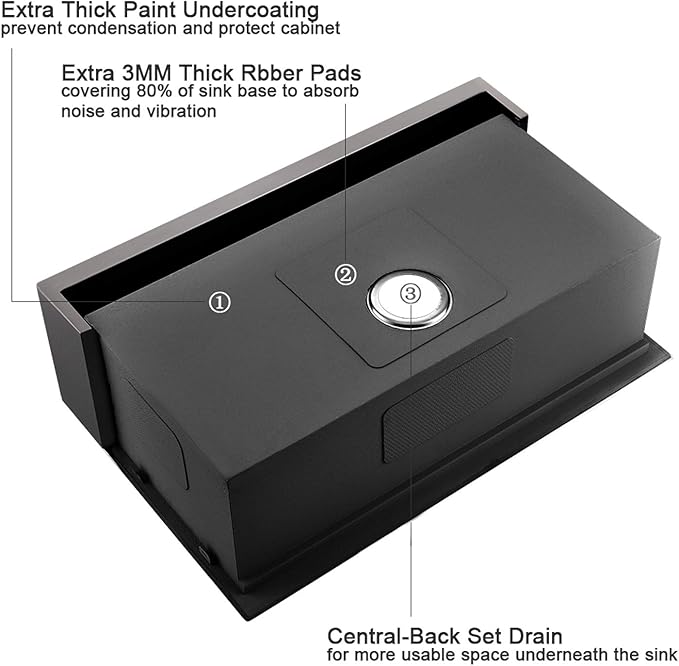 33 Inch Farmhouse Kitchen Sink Workstation Black - VOKIM 33x22 Apron Front Kitchen Sink Stainless Steel 16 Gauge Single Bowl Gunmetal Farm Sink