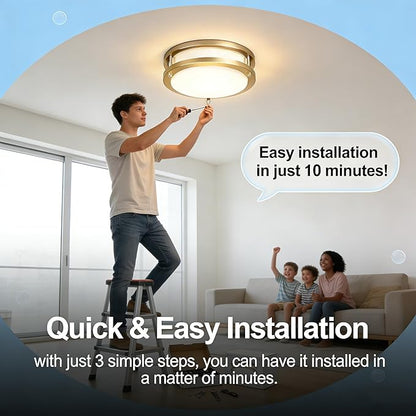 Drosbey 50W Dimmable LED Ceiling Light Fixture, Kitchen Light Fixtures, Flush Mount Ceiling Lights for Bedroom, Bathroom, 3000K/4000K/5000K Selectable, Super Bright 5000LM, UL Listed