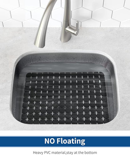 Bigli Sink Mat Protectors for Stainless Steel/Ceramic Sinks, 2 Pack 15.7x11.8 inches, PVC, Fast Draining (Black)
