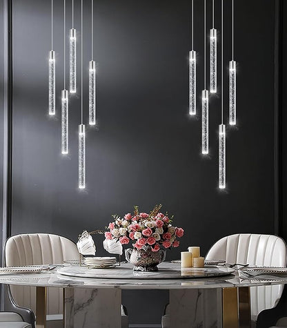 5-Lights Modern Crystal Chandelier for Dining Room LED Pendant Lights Kitchen Island Lighting Dimmable Ceiling Hanging 3000K-6000K