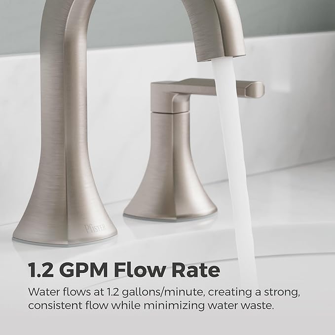 Pfister Vaneri Bathroom Sink Faucet, 8-Inch Widespread, 2-Handle, 3-Hole, NSF Certified, Spot Defense Brushed Nickel Finish, LF049VRIGS