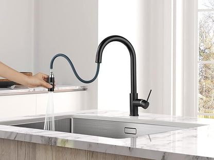 AguaStella AS60MB Matte Black Kitchen Sink Faucet with Pull Down Sprayer Single Handle