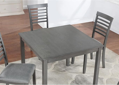 BROVAVE 34" Solid Wood Dining Table, Island Table with Square Top, Rustic Dining Tables with Sturdy Base for Kitchen, Gray