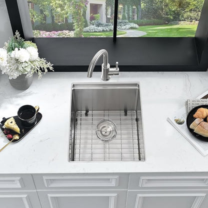 16 Inch Undermount Bar Sink Workstation,16x19 Small Kitchen Sink Bar Sinks Undermount 18 Gauge Stainless Steel Single Bowl Kitchen Prep Wet Bar Sinks with Cutting Board