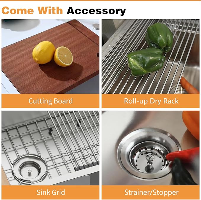 33"x19" Kitchen Sink Workstation - 50/50 Double Bowl Stainless Steel Undermount Kitchen Sink Built-in Ledge Drop In Workstation Sink For Placing/Sliding Accessories-Cutting Board,Drying Rack