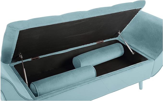 Modern Ottoman Bench with Storage, Upholstered Footstool for Bedroom Living Room Hallway, Bedside Pouf Toy Storage Ottoman Footrest, Versatile Storage Chest Bench Seat,BlueMulti-Velvet