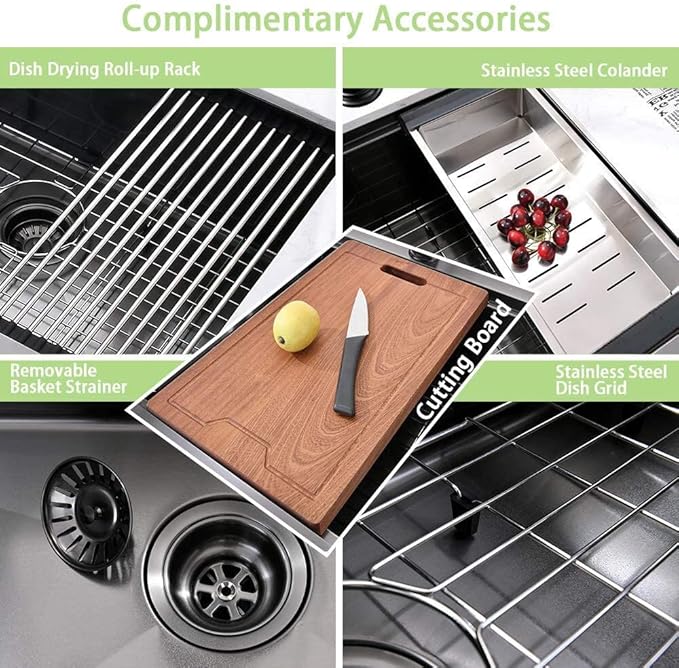 30 Inch Black Stainless Steel Farmhouse Sink Workstation-Bokaiya 30x20 Farmhouse Apron Front Kitchen Sink Black Stainless Steel 16 Guage Single Bowl Farmer Sinks with Cutting Board