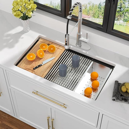 32 Kitchen Sink Undermount Workstation - Kichae 32x19x5 Undermount Kitchen Sinks Shallow Ledge Workstation 16-Gauge Stainless Steel Deep Single Bowl Under Counter Handmade Basin