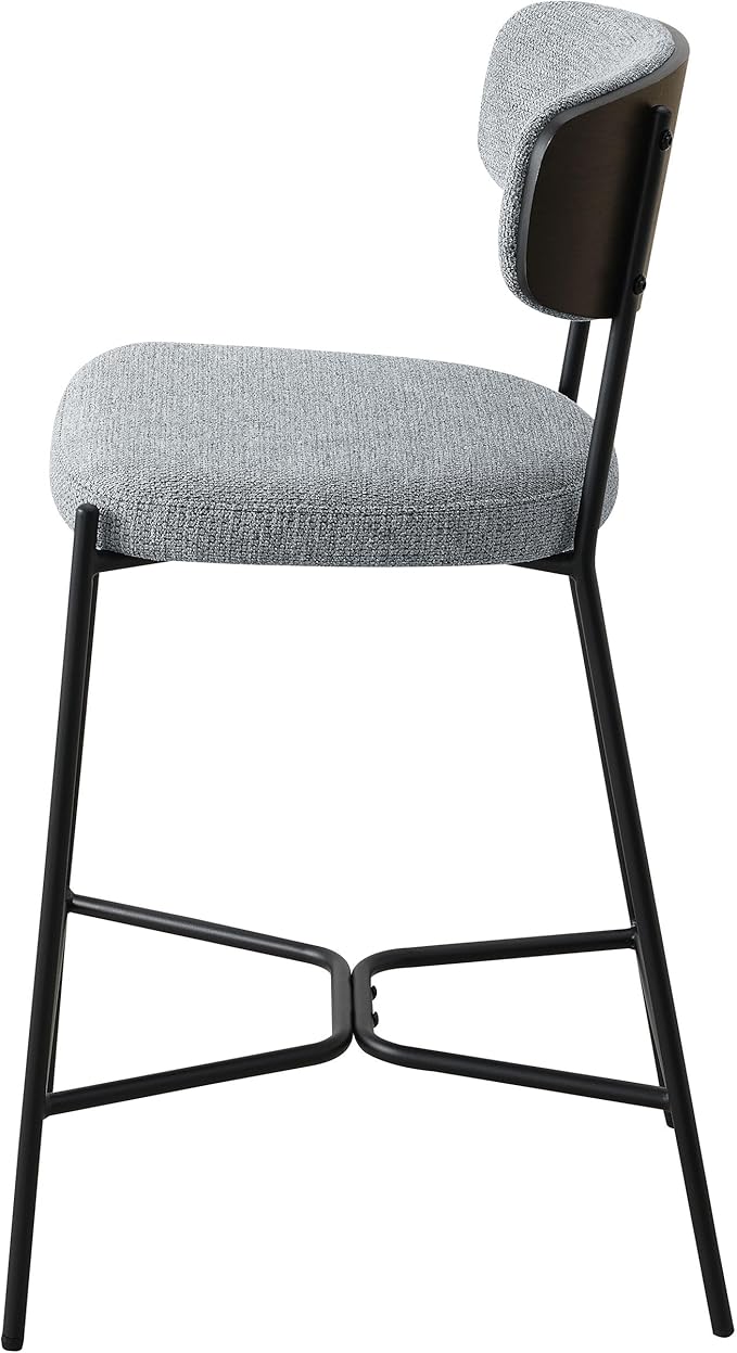 Coaster Home Furnishings - Elison - Counter Height Stools (Set of 2) - Curved Backrest, Padded Seat, Footrest - Kitchen & Dining - 24-inch - Grey - 182646