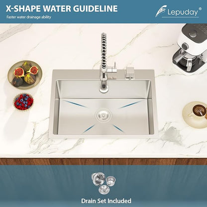Drop In Bar Sink 24×18x9 Inch Kitchen Sink Drop In Stainless Steel Topmount Sinks 16 Gauge Single Bowl Topmount RV Sinks