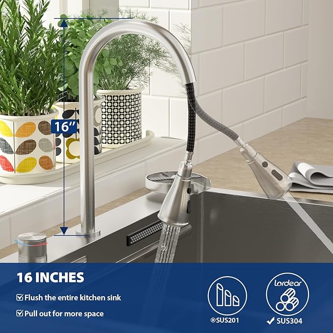 Lordear 33 Drop In Kitchen Sink with Faucet 33x22 Inch Waterfall Kitchen Sinks Topmount Stainless Steel 16 Gauge Single Bowl Workstation Smart Sink