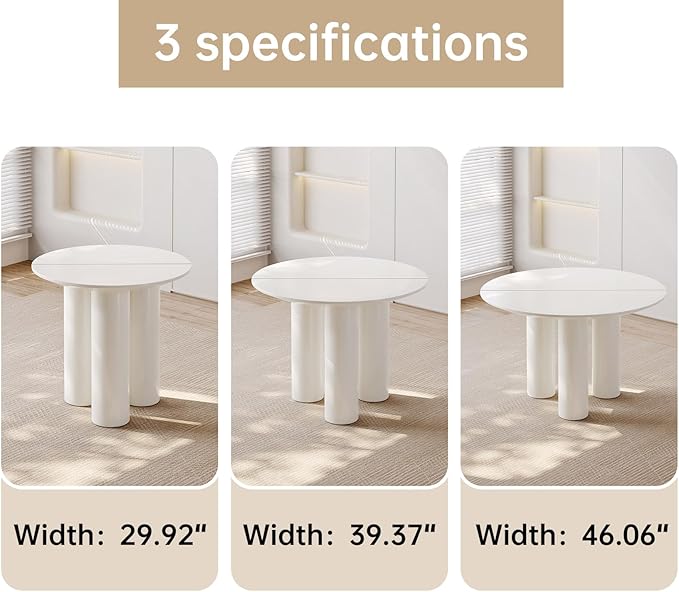 Guyii 29.92" Cream White Dining Table, Modern Round Kitchen Table, Small Indoor End Table for Kitchen, Bar, Living Room, Small Space, Easy Assembly, Table Only