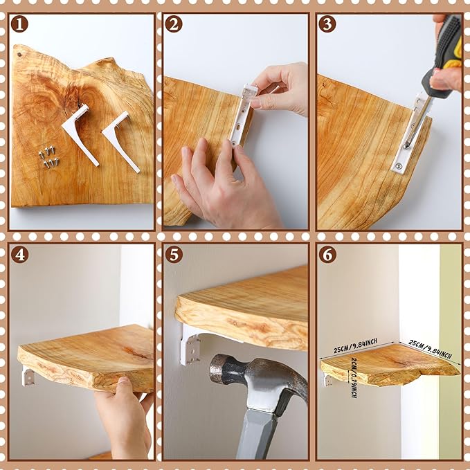 Pinkunn 3 Pcs Corner Floating Shelves for Wall Mounted Cedar Wood Wall Shelves Solid Wooden Hanging Decoration for Room Kitchen Living Room Bathroom Bedroom