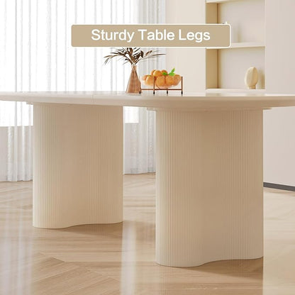Dining Table Set for 6, Modern Kitchen Table with 6 Chairs, Dining Room Table Set for Kitchen,Dining Room,Home & Office (62.99" White Table with 6 Chairs)