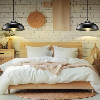 Plug in Pendant Light, Black Farmhouse Pendant Light Fixture with On/Off Switch, Vintage Hanging Lights with Plug in Cord, E26 Pendant Lighting for Kitchen Dining Room