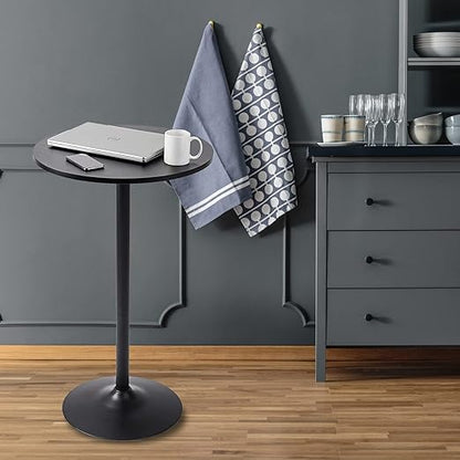 Pearington Santina Round Cocktail Bar, Pub and Bistro High Table with Black Top and Base, 1-Pack