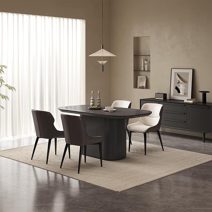 62.99" Oval Dining Table Set for 4, 5 Piece Kitchen Table Set, Modern Dining Room Tables with 4 Chairs for Kitchen, Living Room, Bar, Dinner Tables with Stable Oval Pedestal, Black
