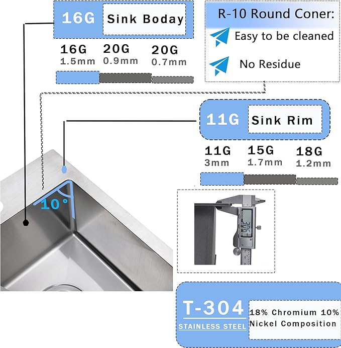 VCCUCINE Bar Sink Drop in,13x15 Inch Topmount RV Small Kitchen Sink,Handmade Stainless Steel Wet Bar Sink,Outdoor Single Bowl,Brushed Nickel Prep Sink with Accessories