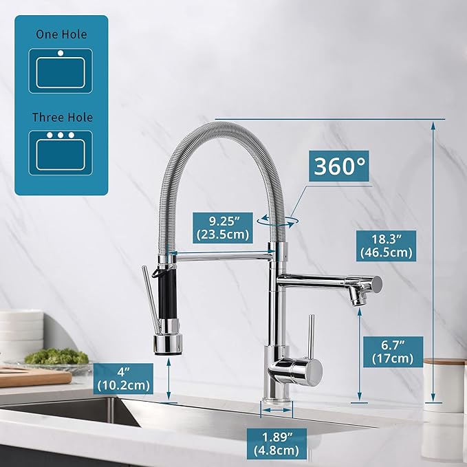 Fapully Chrome Faucet for Kitchen Sink,Kitchen Faucets with Pull Down Sprayer,Commercial Single Handle Kitchen Faucet