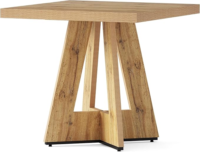 LITTLE TREE 31.5" Square Dining Table for 4, Small Space Kitchen Table with Pedestal Base, Farmhouse Wood Tables for Apartment, Dining Room & Living Room, Ideal for Cafe & Restaurant Use (Brown)