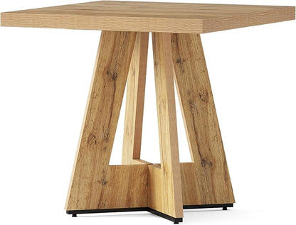 LITTLE TREE 31.5" Square Dining Table for 4, Small Space Kitchen Table with Pedestal Base, Farmhouse Wood Tables for Apartment, Dining Room & Living Room, Ideal for Cafe & Restaurant Use (Brown)