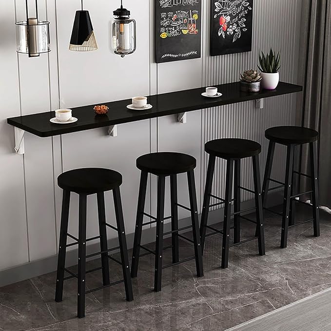 Hanging Home Narrow Long Table Wall Desk Fold Wall Table Wall Hanging Dining Table Kitchen Restaurant Home Bar Work Table Folding Table Bar Tables Workbench Easy to Install Space Saving(Black,39.4x11.