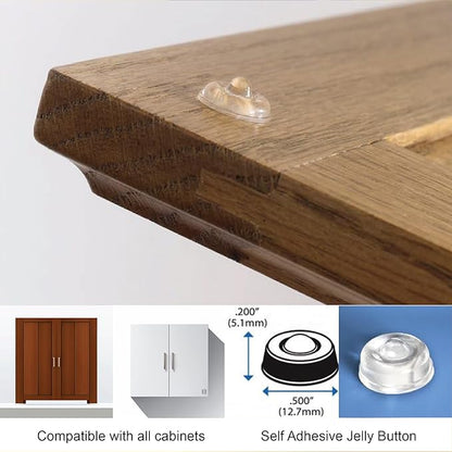 Pack of 100 Sound Dampening Cabinet Door Bumpers - Clear Soft Close Self Adhesive Rubber Pads - Transparent Rubber Feet for Drawers, Cupboards