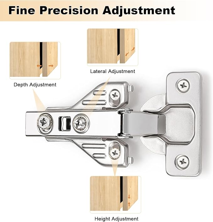 Probrico Full Overlay Soft Close Clip On Face Frame Mounting Cabinet Hinges, Nickel Plated Door Hinges, Concealed Screws 105 Degree Kitchen Cabient Hinges, 30 Pair