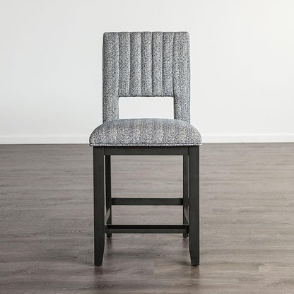 LIFE SKY Counter Height Dining Chair Set: Transitional Style 2-Piece Set with Padded Seat & Back - Blue Gray Fabric & Rubberwood Frame for Kitchen Island & Home Decor