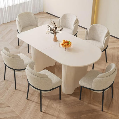 Dining Table Set for 6, Modern Kitchen Table with 6 Chairs, Dining Room Table Set for Kitchen,Dining Room,Home & Office (55.11" White Table with 6 Chairs)