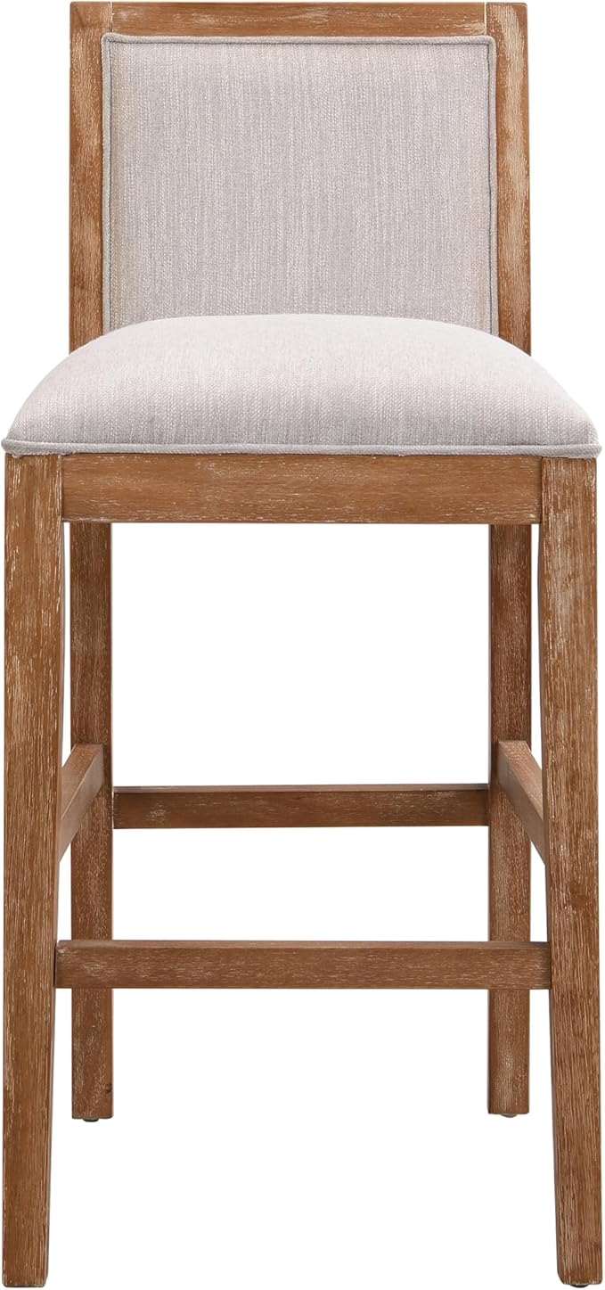 30.5 Inch Height Bar Stools Set of 2, Rubber Wood e,Fabric Sponge Cushion and Upholstered, Retro Bar Chairs Suitable for Kitchen Island,Bedroom,Dining Room.