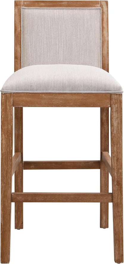 30.5 Inch Height Bar Stools Set of 2, Rubber Wood e,Fabric Sponge Cushion and Upholstered, Retro Bar Chairs Suitable for Kitchen Island,Bedroom,Dining Room.