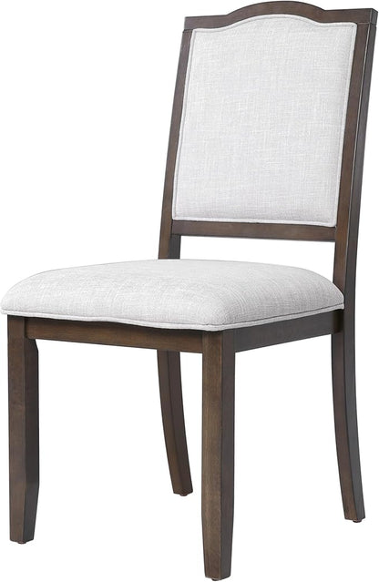 Ball & Cast Farmhouse Dining-Chairs Set of 4, High Back Wood Frame Dining Room Chair with Padded Seat, Modern Upholstered Kitchen Island Seating, 4 Pack Mid-Century Chairs, Brown&Beige
