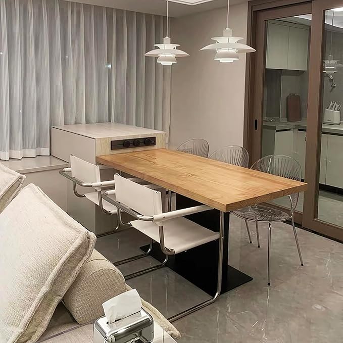 Modern Solid Wood Dining Table,Rectangle Kitchen Island Dining Table Minimalist Kitchen Table with Pedestal Base for for 2,4,6,8(63" L x 27.5" W x 29.5" H, Natural)
