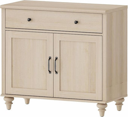 WAMPAT Buffet Cabinet with Doors & Drawer, Large Coffee Bar Table Wood Kitchen Storage Cabinets with Storage Cabinets, Modern Farmhouse Sideboard Credenza for Dining Room, Beige, 34 inch